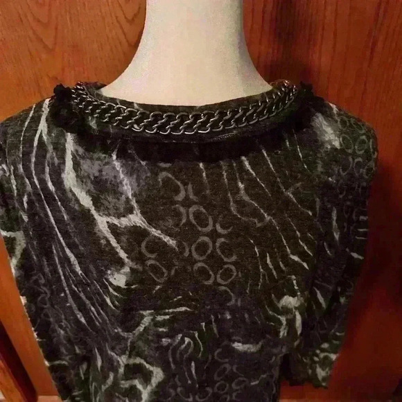 Alberto Makali Womens Zip Up Sweater With Lace Trim Size Medium Accent Chains - Picture 3 of 13